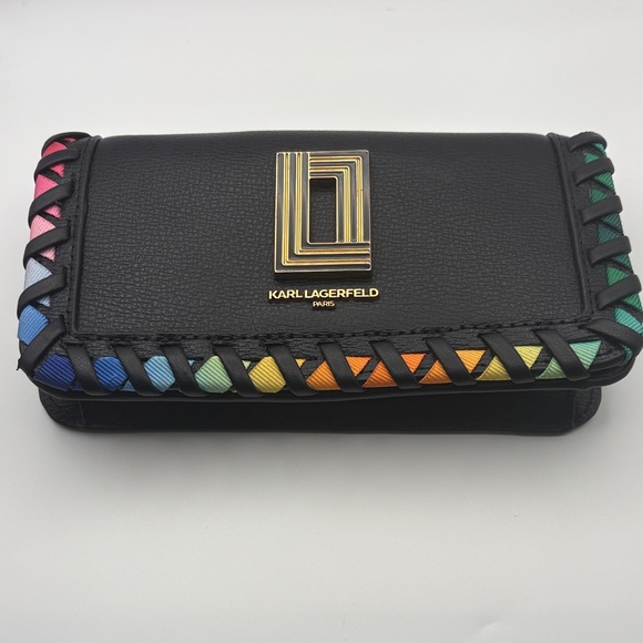 Karl Lagerfeld Handbags - Karl Lagerfeld Black Clutch with Multicolor Accents
